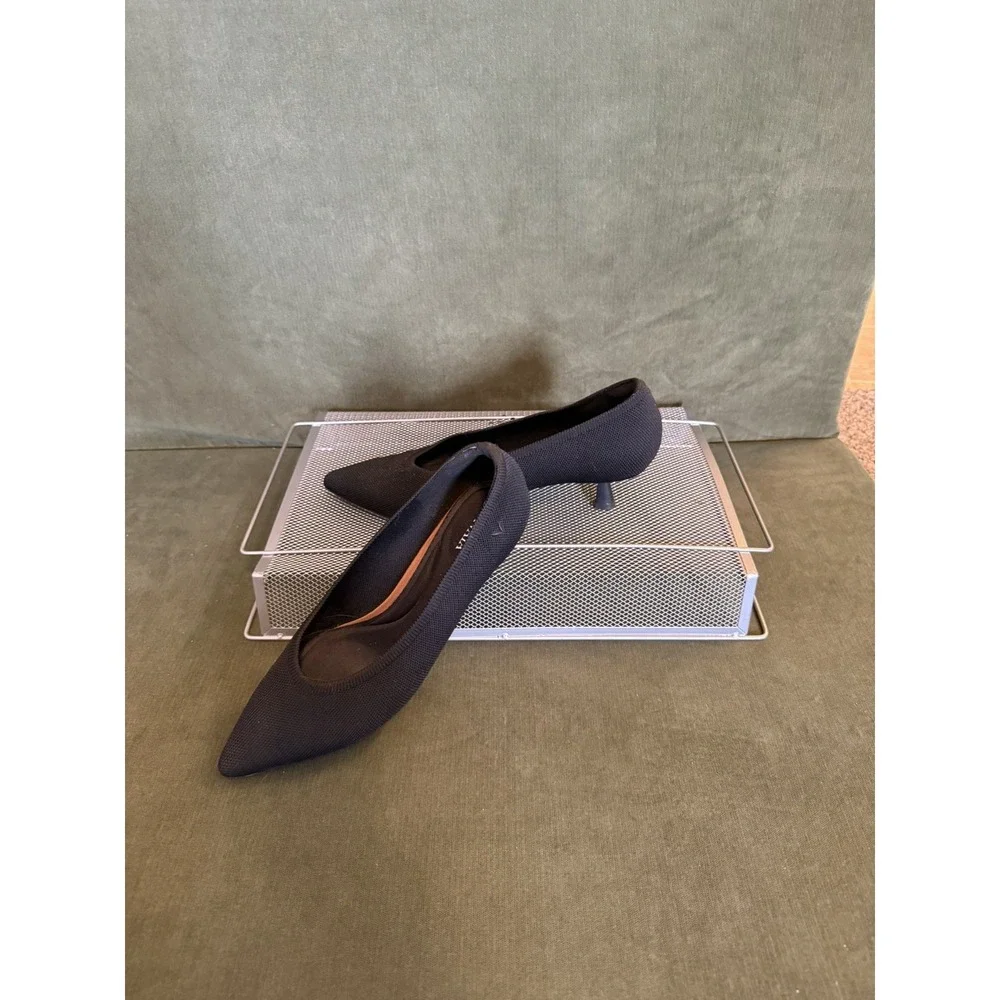 VIVAIA Black Pointed Toe Kitten Heel Pumps Women's Size 9.5 Slip On Shoes Office